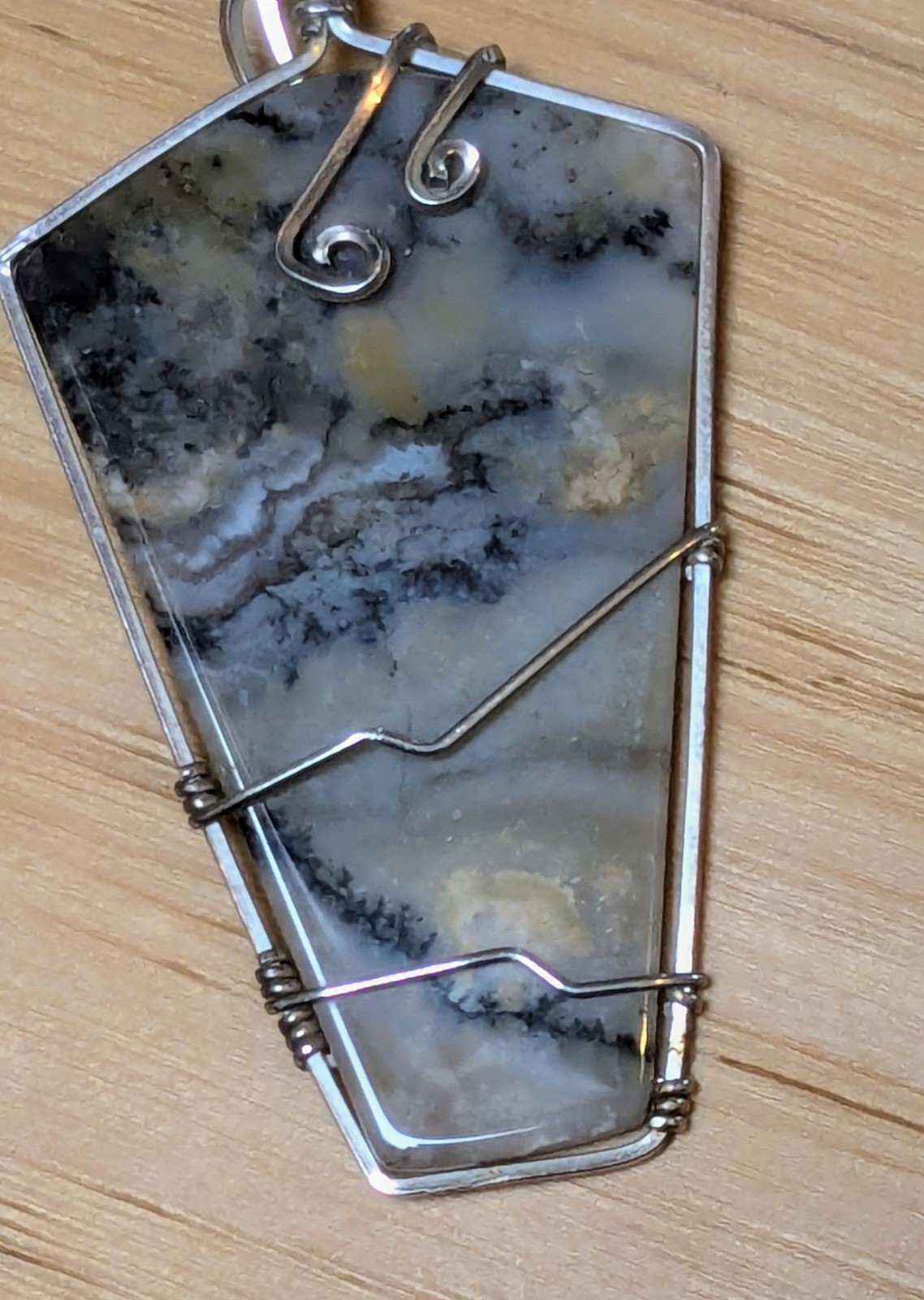 Dendritic Agate Hand-Wrapped Silver Statement Pen… - image 4