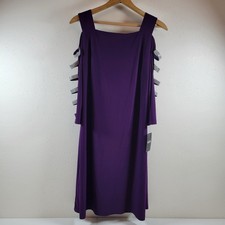 NWT MSK Cold Shoulder Dress Women Medium Purple  Rhinestone Ladder Sleeve Sheath