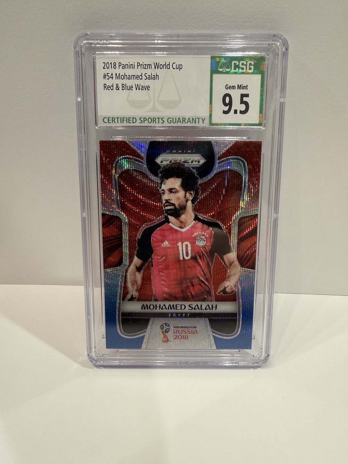 2018 Panini Prizm World Cup Mohamed Salah #54 Red And Blue Wave