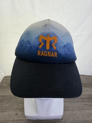 Buff Ragnar Trucker Hat Cap Blue Gray Orange Logo Adjustable Mesh Back OSFM