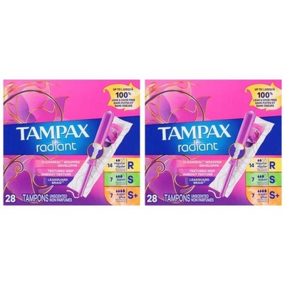 2-Pack New Tampax Radiant Tampons Trio Pack Regular/Super/Super Plus Absorbency