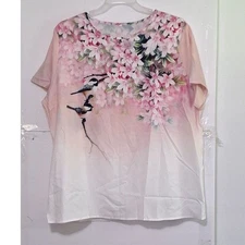 Women's 5X Lightweight Silky Feel Summer Top Bird Themed Office Core Evening