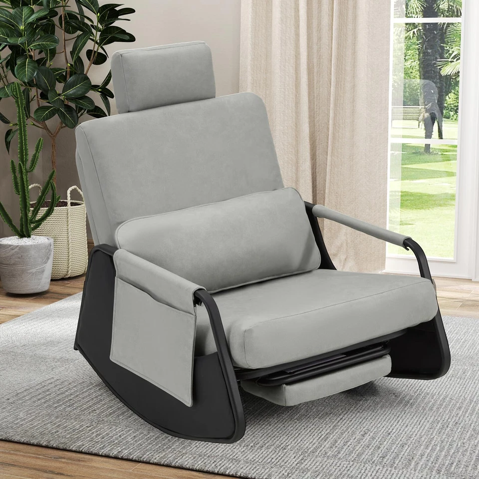 Mecedora planeadora, mecedora infantil con reposacabezas ajustable, bolsillo lateral Foto 3 de 4