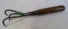 Cool Unique Hand Cultivator 3 Prong Rake Garden Tool Wood Handle