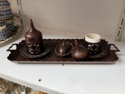 Turkish Greek Arabic Coffee Set, Turkish Coffee Cups , Sugar Candy Bowl, Tray - Picture 10 of 10
