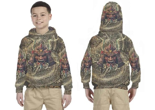 Kids Hoodie Samurai Design 7434105019071 Hoodie Unisex For Children - Picture 3 of 4