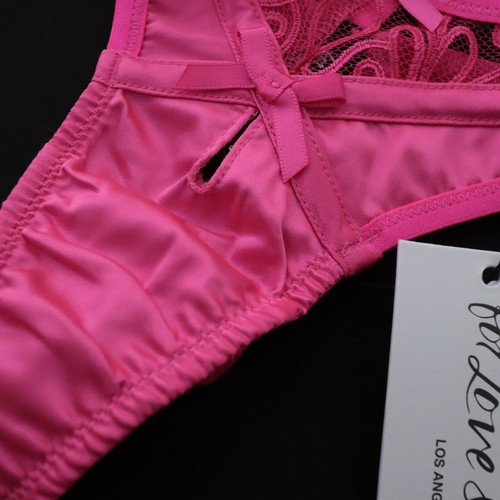 NEW For Love & Lemons VS 2021 Satin Bows Lace Thong Panty XXS XXSMALL - Picture 3 of 9