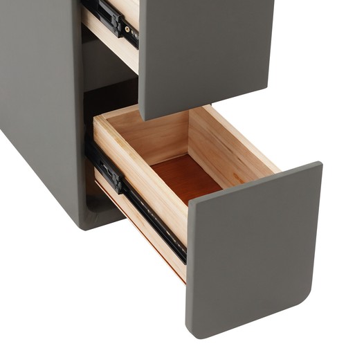 Dark Grey 7.87*15.35*18.5in PU& Fiberboard Bedside Table Nightstand W/ Drawers - Picture 7 of 16