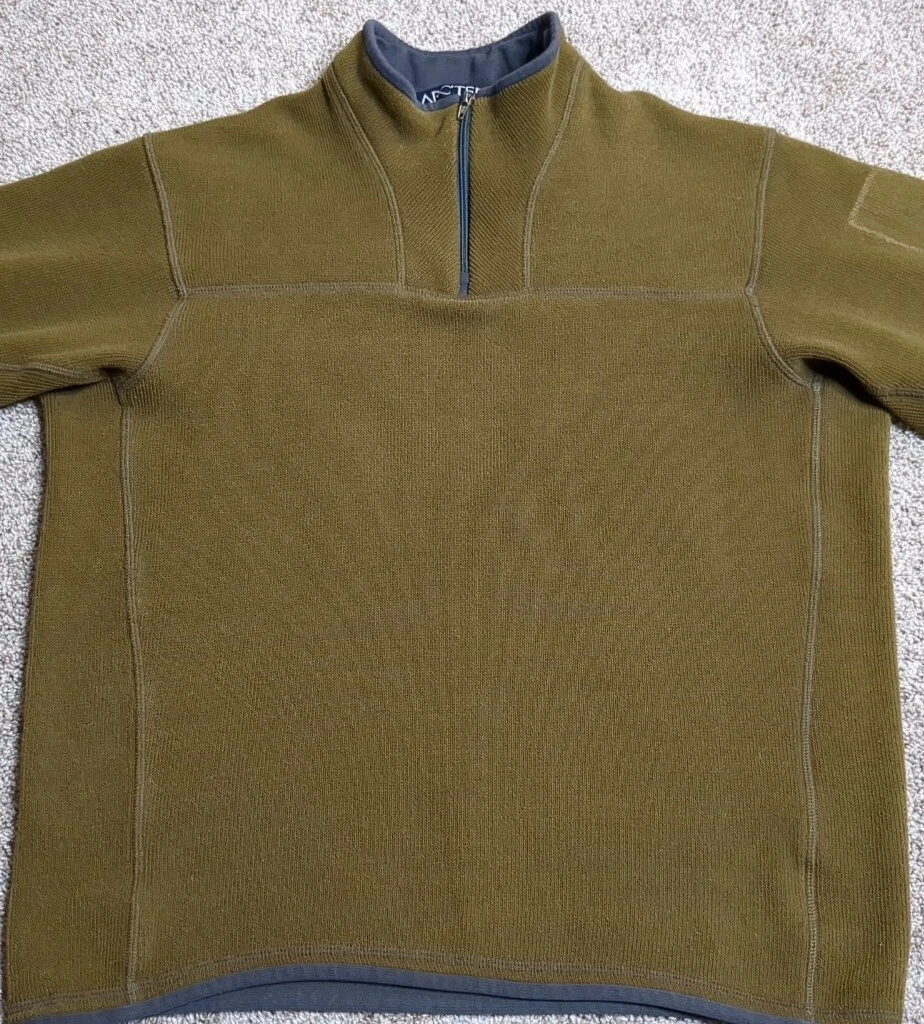 Vintage Arc'teryx Polartec Fleece Pullover Jacket 1/4 Zip Sweater Olive Medium