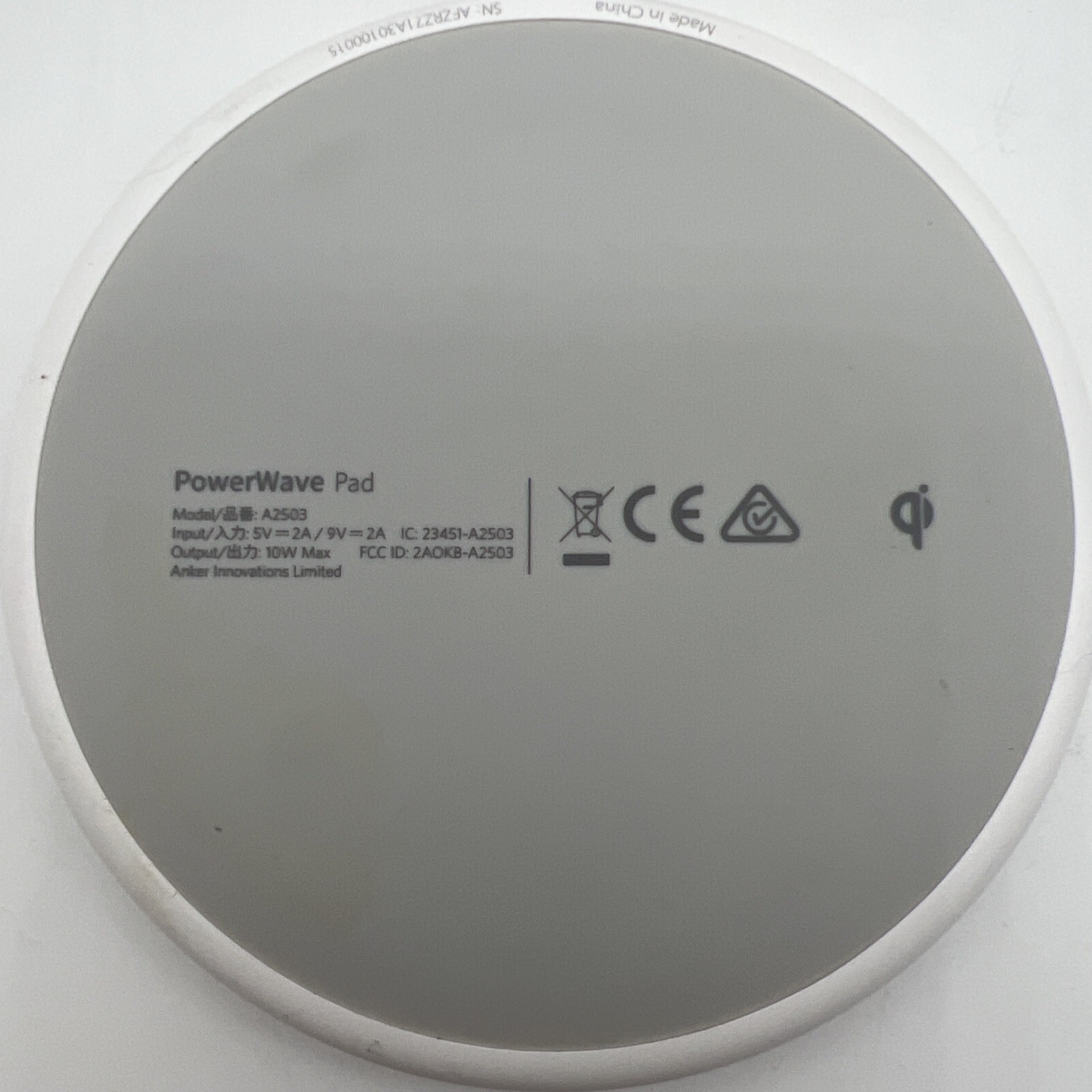 GENUINE Anker PowerWave Pad Wireless Charger A2503 Barely USED