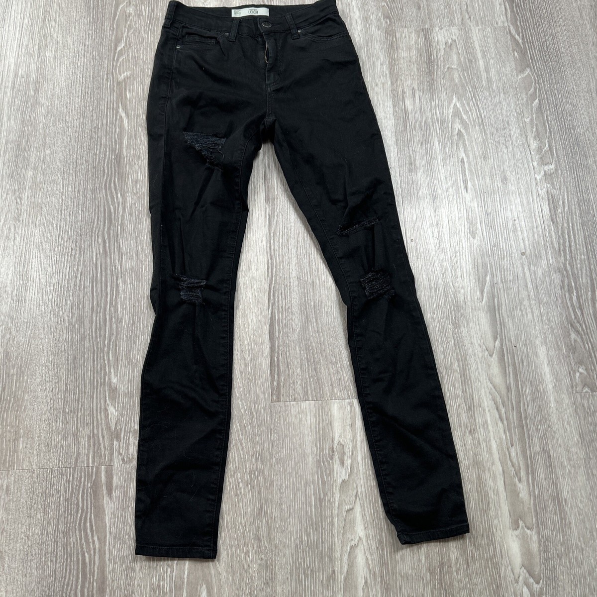 Black Leigh Topshop Jeans W26 L32 ripped UK