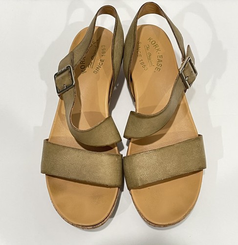 Kork Ease Minihan Tan leather cork wedge sandals size 9 M | eBay
