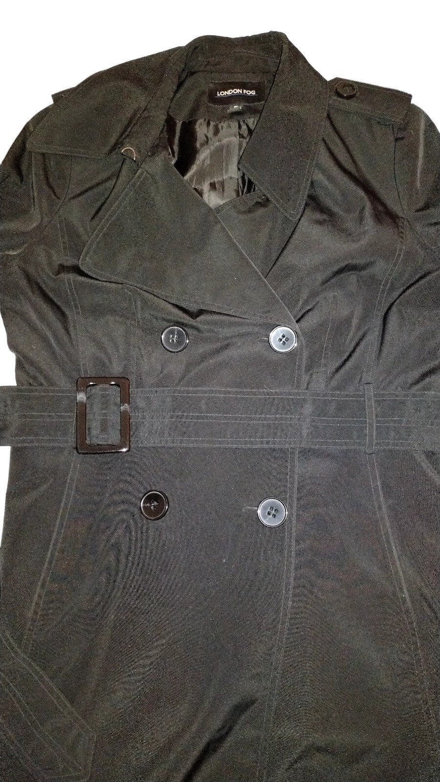 Women's London Fog Black Trench Coat Size Medium 10 eBay
