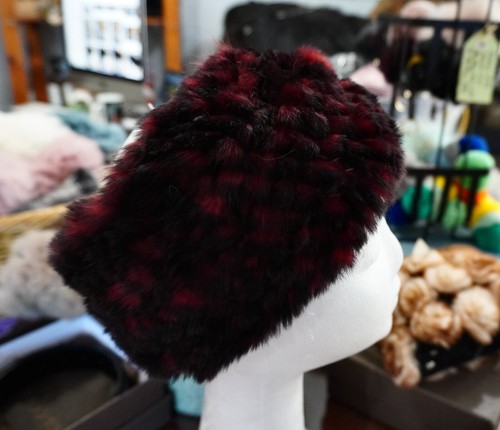 Black Over Red - A Super Soft Rabbit Fur Head Warmer Scarf - Picture 4 of 7