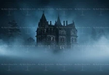 FANTASY CASTLE ART PRINT, Gothic Horror Wall Decor, Vampire Mansion Poster G102