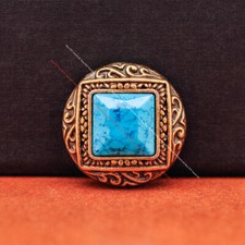 10X Western Brass Flower Leathercraft Belt Square Turquoise Conchos Screwback 1"