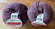 LOT of 2 Valley Yarns Worthington 50% Wool 25% Alpaca 25% Rayon #14 ‘Orchid’ 