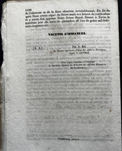 CONVENTION TÉLÉGRAPHIQUE 1856 ITALIE AUTRICHE PRUSSE LOI BAVAROISE RARE PAPIER AUTHENTIQUE - Photo 6/6