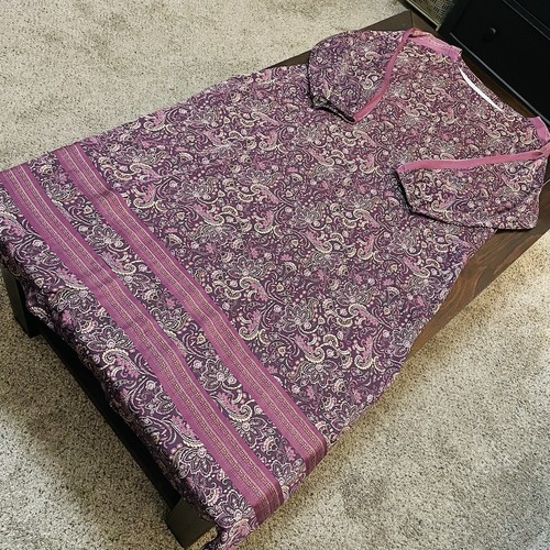 J. Jill Maison Midi Kaftan Dress Plum Paisley Print Size Large - Picture 9 of 11