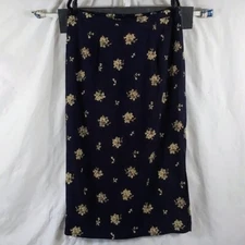 Source Unknown Women's Dark Blue Floral Pencil Midi Skirt Size 14