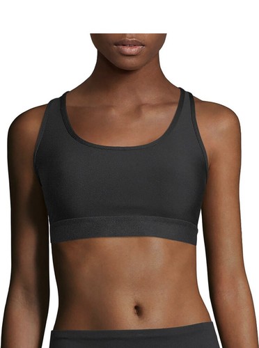 Hanes Wireless Racer back Sports Bra Moisture Wick Sz. Large Black Active Gear