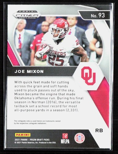 2021 Panini Prizm Draft Picks Collegiate #93 Joe Mixon - Picture 2 of 2