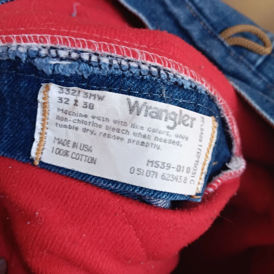 Винтажные мужские зимние джинсы из денима 1990-е 32x30 Wrangler с тепловой подкладкой США 33213MW - Изображение 4 из 4