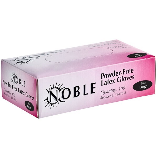 Noble Products White Powder-Free Disposable Latex Gloves Large