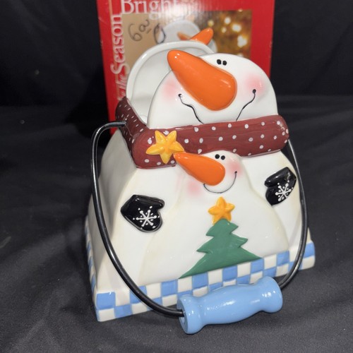 Make the Season Bright Snowman Ceramic Treat Pail  - Picture 19 of 24
