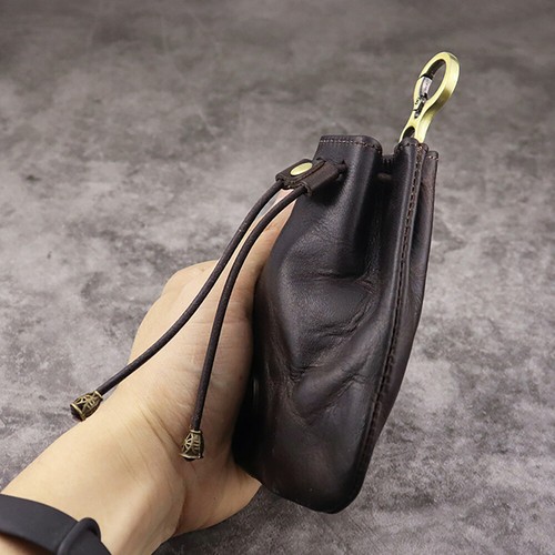 Vintage Real Leather Drawstring Wallet Coin Purse Money Pocket Pouch Small Bag - Picture 10 of 17