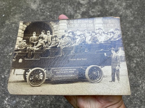 Kabinettkarte mit Blick auf das NY Flat Iron Building Tour Bus Foto aus den 1920er Jahren - Bild 8 von 14