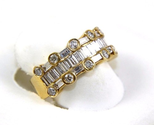Round & Emerald Cut Diamond Cluster Ballerina Ring Band 14k Yellow Gold 2.26Ct - Picture 7 of 7