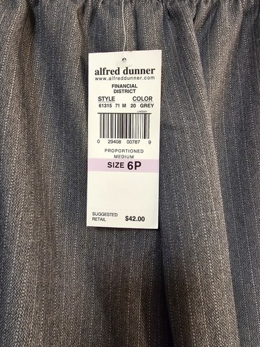 Alfred Dunner CLASSICS Woman PETITE 6 PANTS SLACKS Grey Pinstripe NWT - Picture 3 of 5