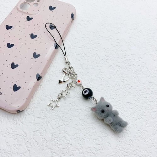 Flocking Flocking Cat Phone Lanyard Cat Cell Phone Charm Phone Accessories - 第 12/17 張圖片