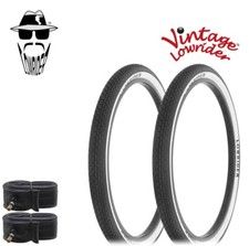 BICYCLE TIRES 26 x 2.125 WHITEWALL HF-120A BRICK TREAD LOWRIDER TEXT W/TUBES.