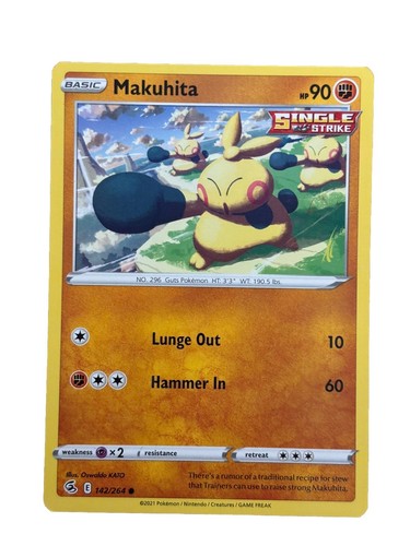 New: 2021 Pokémon TCG Makuhita 142 Swsh08: Fusion Strike Regular Common