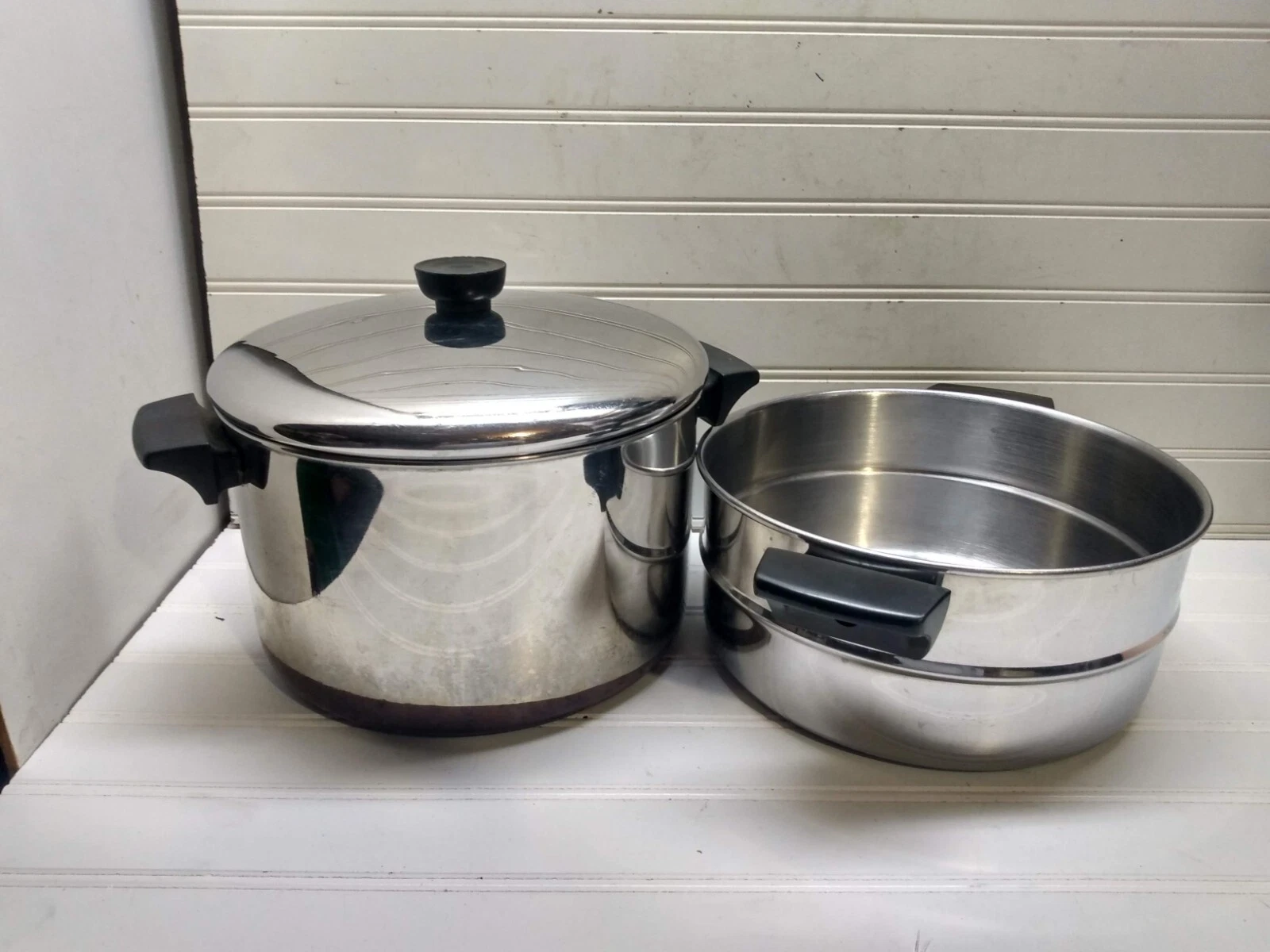 Revere Ware 6 Qt Stockpot Copper Clad Dutch Oven 4Qt Steamer Insert Pan & Lid