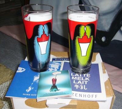 Mark Kostabi Milk Glass 1996 Ritzenhoff Limited Edition Collectible Art Rare