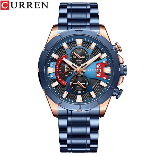 CURREN Orologi Uomo Acciaio Inox Orologio da Polso Cronografo Uomo Orologio Luminoso - Foto 20 di 34