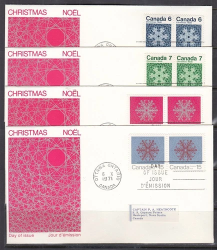 Canada Scott 554-7 Pair FDC - Christmas 1971