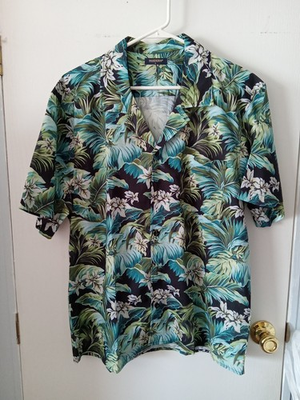 #ad #ad HISDERN Men#x27;s L Hawaiian Floral Aloha Shirt Tropical Short Sleeve Button Front $15.00