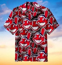 SALE MLB Cleveland Indians All Logo 3D Hawaiian Shirt For Sports Fans S 5XL