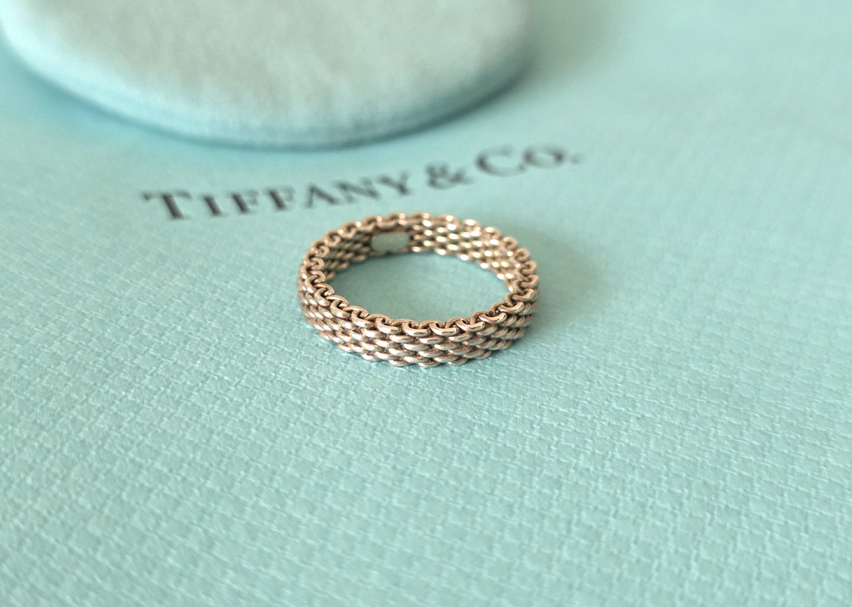 Tiffany & Co. Silver Somerset Narrow Mesh Band Ring size N1/2UK, 7