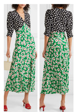 RIXO Martha Silk Crepe de Chine Tea Dress Polka Dots Floral Size XS RRP $455