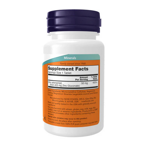 Zinc 100 Tabs 50 Mg by Now Foods - Afbeelding 2 van 3