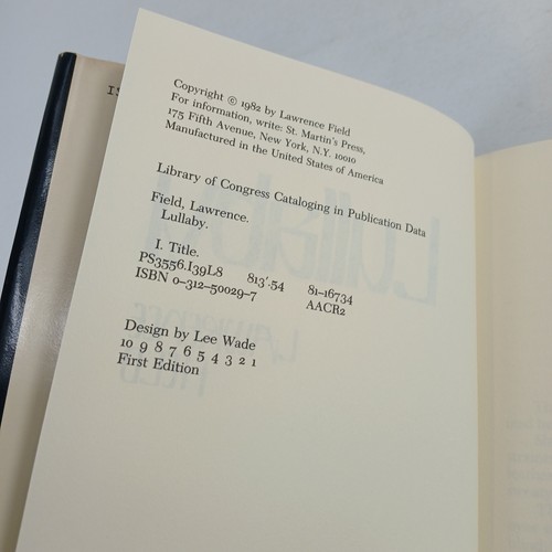 Canción de cuna de Lawrence Field 1982 primera edición tapa dura - Imagen 9 de 9