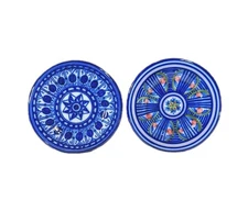 Set of 2 VTG Migal Dio Cobalt Blue Decorative Plates Wall Hangings 4.5" Diameter