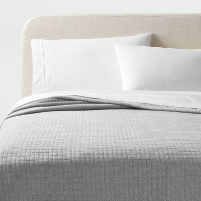 Threshold Quilt Cotton Jersey Square Quilted Heather Gray Full/Queen