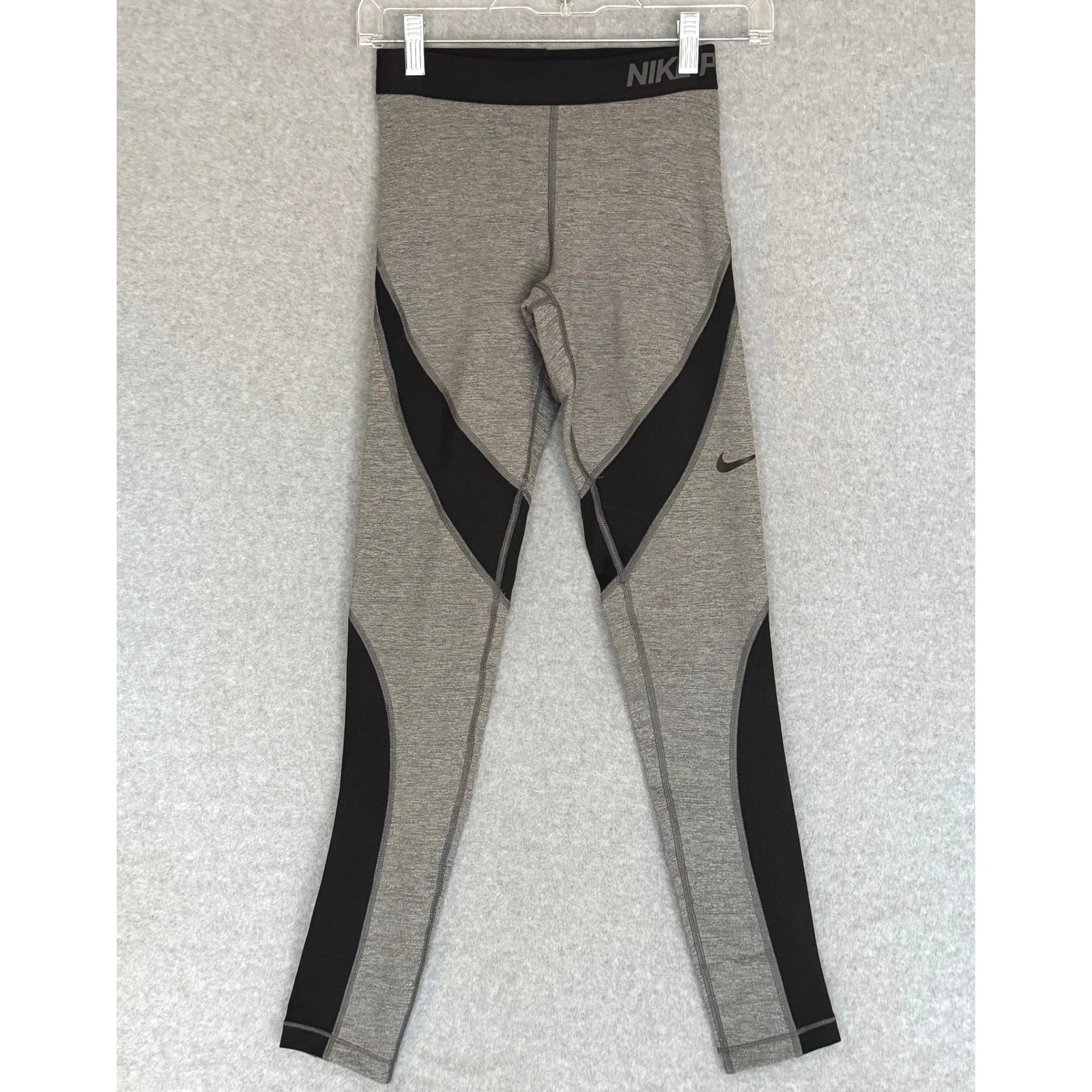 NEW! Nike Pro Hyperwarm Leggings Womens XS Gray Black Thermal Athletic Training