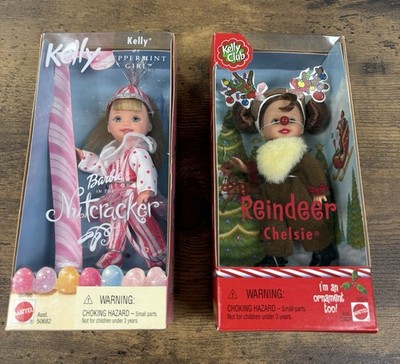 Mattel Kelly Club Peppermint Barbie Nutcracker Reindeer Chelsea 2001 NRFB VTG